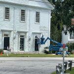 Church building being painted